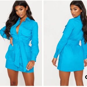 Blue Utility Dress Pretty Little Thing
